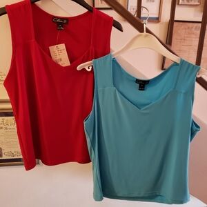 Clara S. Women's Vibrant Red and Blue Tank Tops